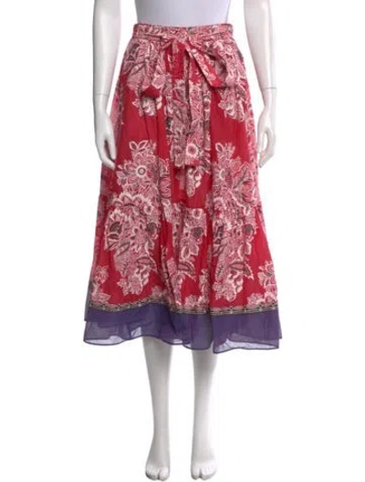 Pre-owned Etro Floral Print Midi Length Skirt In Red