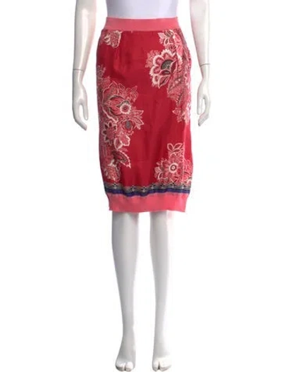 Pre-owned Etro Floral Print Midi Length Skirt In Red
