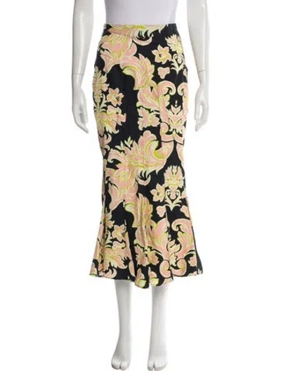 Pre-owned Etro Floral Print Midi Length Skirt In Yellow