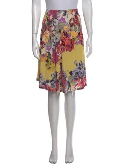 Pre-owned Etro Floral Print Midi Length Skirt In Yellow