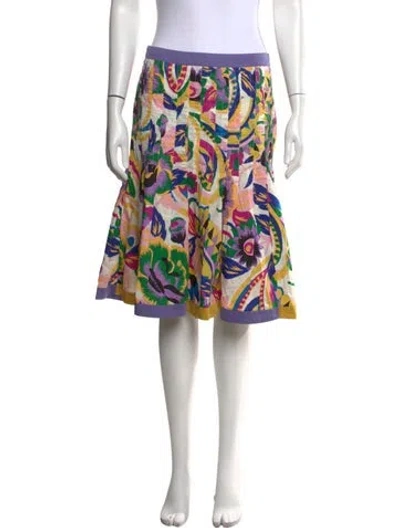 Pre-owned Etro Floral Print Midi Length Skirt In Yellow