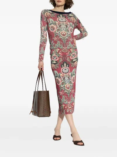Etro Floral-print Midi Skirt In Multi