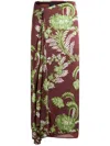 Etro Floral Draped Midi Skirt In Red