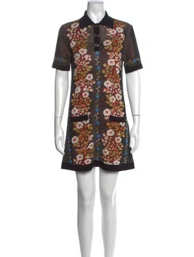 Pre-owned Etro Floral Print Mini Dress In Black