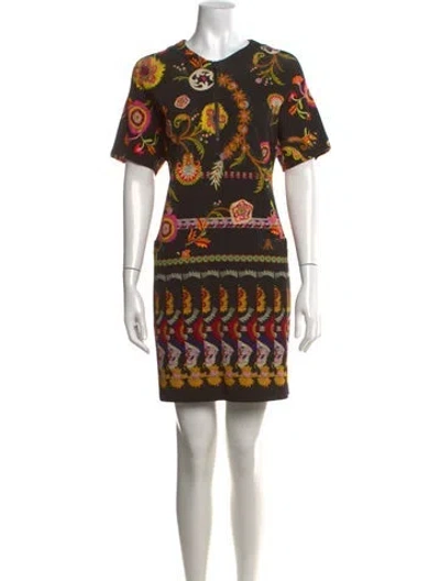 Pre-owned Etro Floral Print Mini Dress In Black