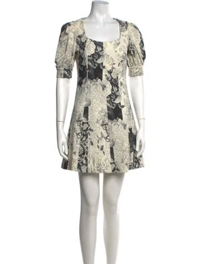 Pre-owned Etro Floral Print Mini Dress In Black/neutrals