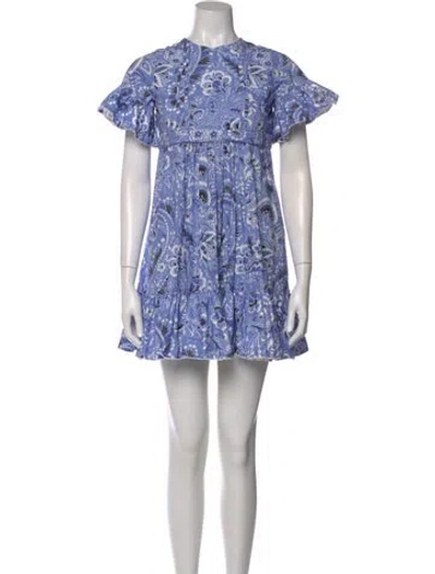 Pre-owned Etro Floral Print Mini Dress In Blue