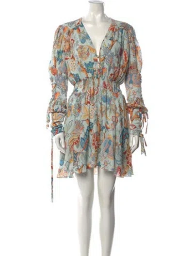 Pre-owned Etro Floral Print Mini Dress In Blue
