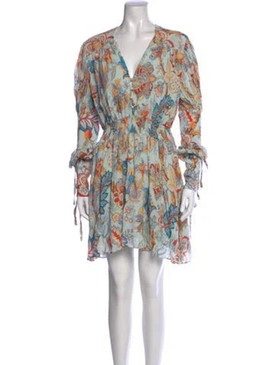 Pre-owned Etro Floral Print Mini Dress In Blue