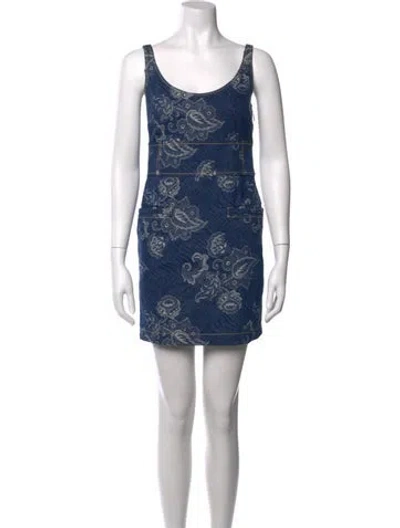 Pre-owned Etro Floral Print Mini Dress In Blue