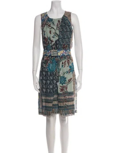 Pre-owned Etro Floral Print Mini Dress In Green