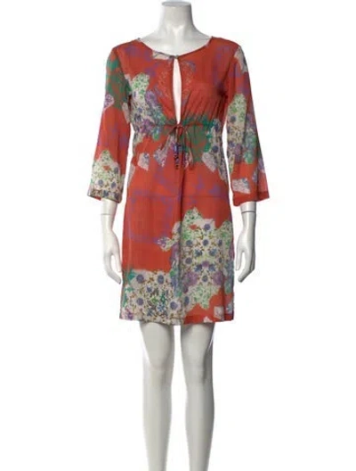 Pre-owned Etro Floral Print Mini Dress In Green