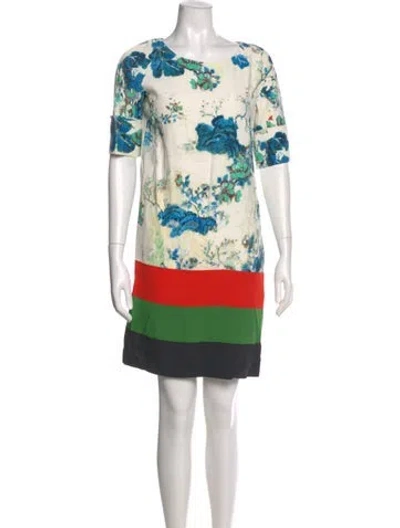 Pre-owned Etro Floral Print Mini Dress In Neutral