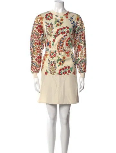Pre-owned Etro Floral Print Mini Dress In Neutral