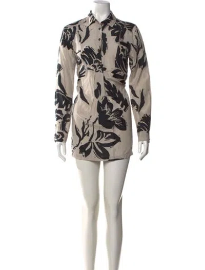 Pre-owned Etro Floral Print Mini Dress In Neutrals