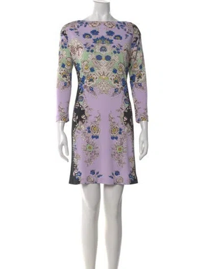 Pre-owned Etro Floral Print Mini Dress In Purple