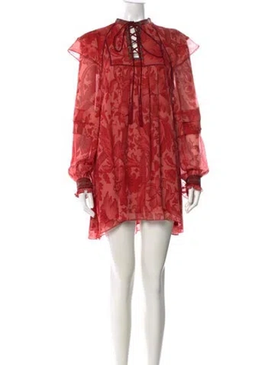 Pre-owned Etro Floral Print Mini Dress In Red