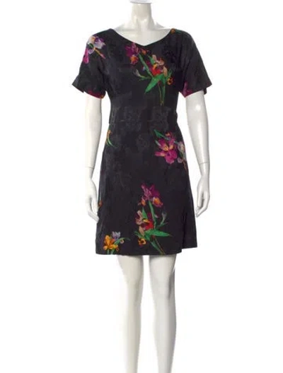 Pre-owned Etro Floral Print Mini Dress W/ Tags In Black