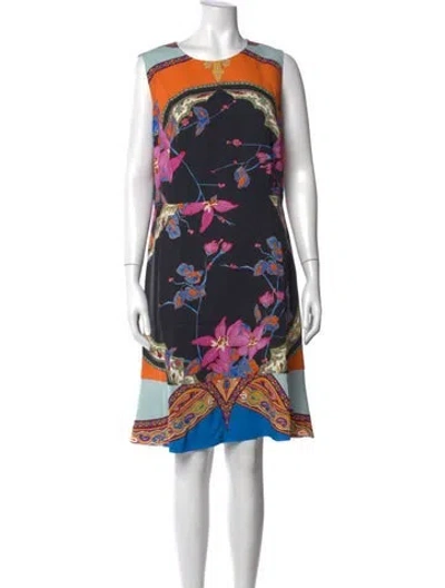 Pre-owned Etro Floral Print Mini Dress W/ Tags In Black