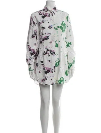 Pre-owned Etro Floral Print Mini Dress In White