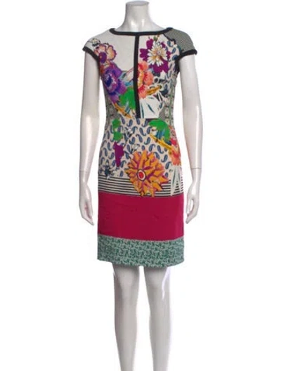 Pre-owned Etro Floral Print Mini Dress In White