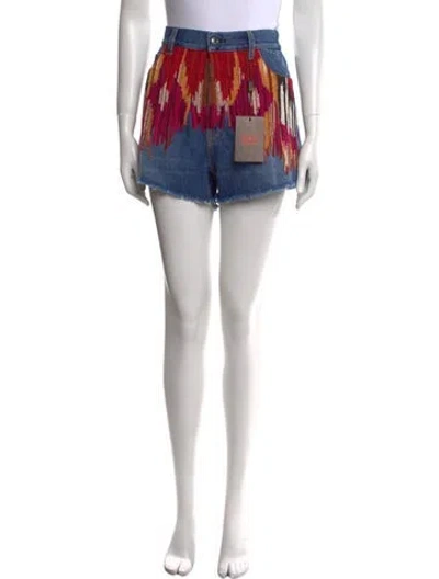 Pre-owned Etro Floral Print Mini Shorts In Blue