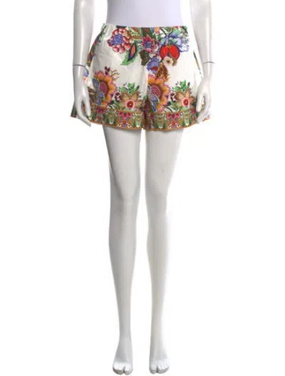 Pre-owned Etro Floral Print Mini Shorts In Green/white
