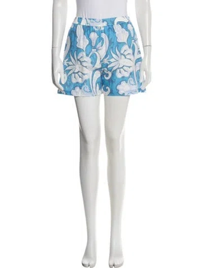 Pre-owned Etro Floral Print Mini Shorts W/ Tags In Blue