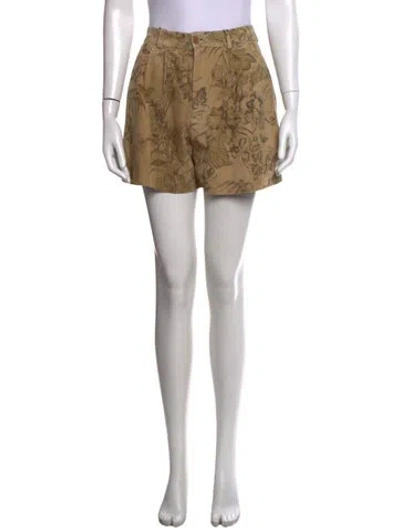 Pre-owned Etro Floral Print Mini Shorts W/ Tags In Gold