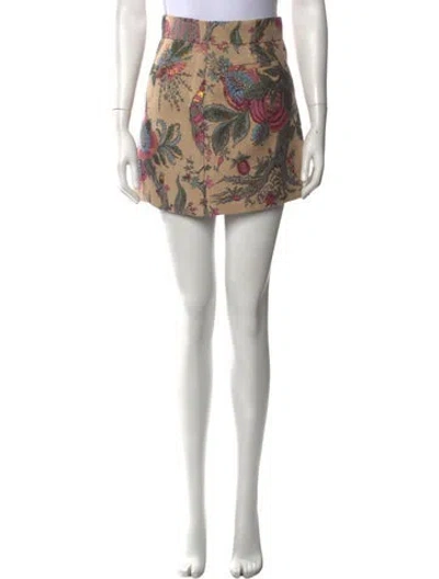 Pre-owned Etro Floral Print Mini Skirt W/ Tags In Metallic/neutrals