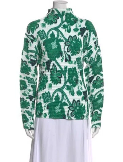 Pre-owned Etro Floral Print Mock Neck Sweater In Green