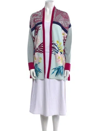 Pre-owned Etro Floral Print Open Front Sweater In Multi