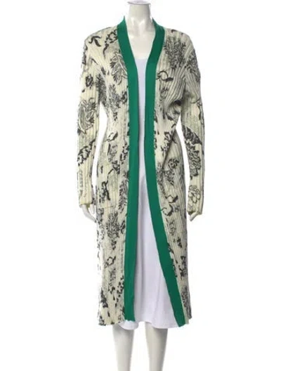 Pre-owned Etro Floral Print Open Front Sweater W/ Tags In Green