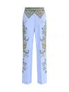 Etro Women Floral Print Pants In Blue