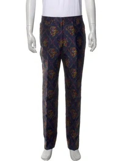 Pre-owned Etro Floral Print Pants In Blue