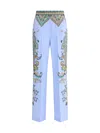 Etro Palazzo Silk Trousers With Floral And Geometric Print In Multi