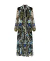 Etro Woman Georgette Midi Dress With Printed Mythological Animals In Black