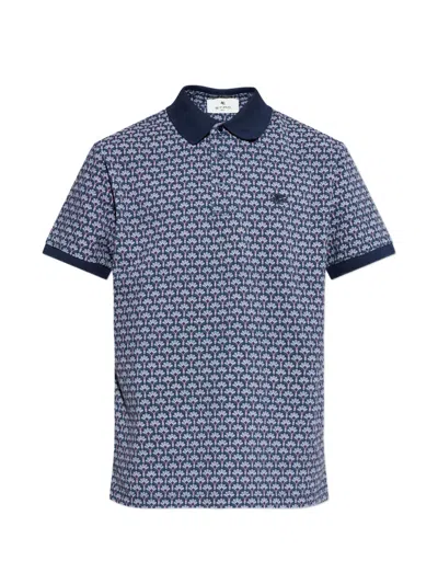 Etro Micro Palm Tree Polo T-shirt In Animal Print
