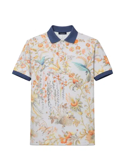 Etro Cotton Collared Short Sleeve T-shirt With Ribbed Cuffs In Multi