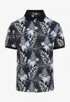 Etro Leaf-print Cotton Polo Shirt In Blue