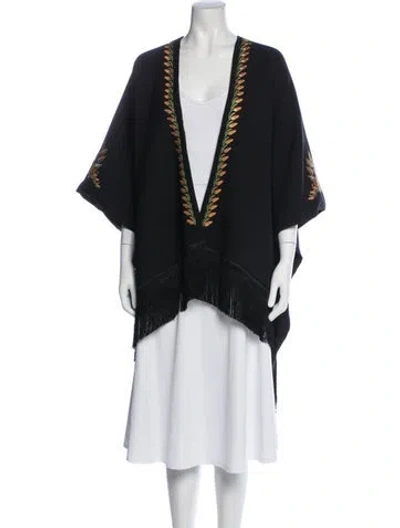 Pre-owned Etro Floral Print Poncho In Black