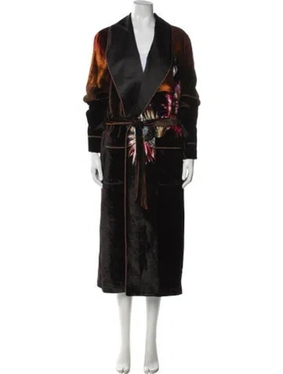 Pre-owned Etro Floral Print Robe In Black