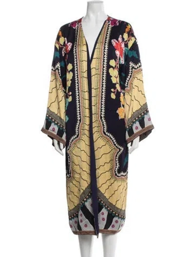 Pre-owned Etro Floral Print Robe In Blue