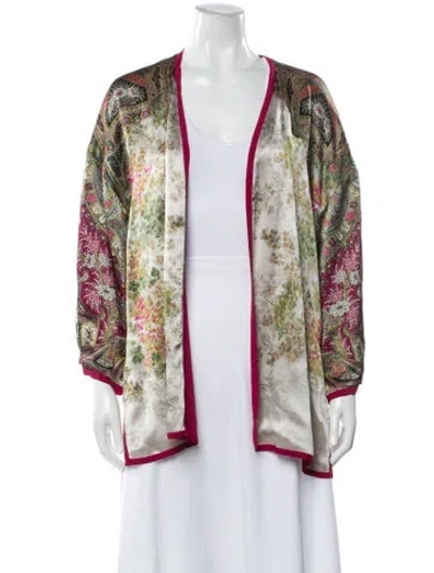 Pre-owned Etro Floral Print Robe In Green