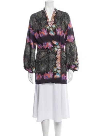 Pre-owned Etro Floral Print Robe In Multicolor