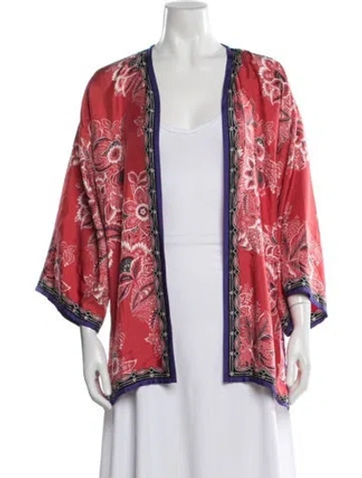 Pre-owned Etro Floral Print Robe In Red