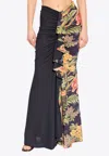 Etro Floral-print Draped Maxi Skirt In Multicolor