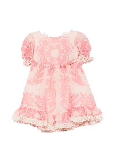 Etro Babies' Floral-print Ruffled Dress In Pink