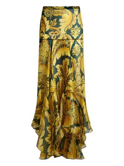 Etro Floral-print Ruffled Maxi Skirt In Multi