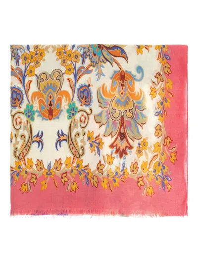 Etro Floral-print Scarf In Pink